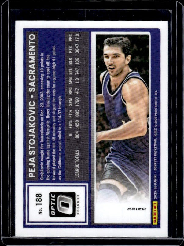 2025-26 Donruss #188 Peja Stojakovic Optic Blue Cracked Ice