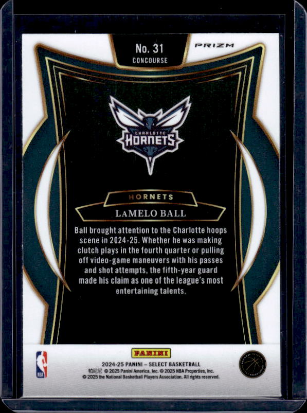 2024-25 Panini Select #31 LaMelo Ball Silver Prizm