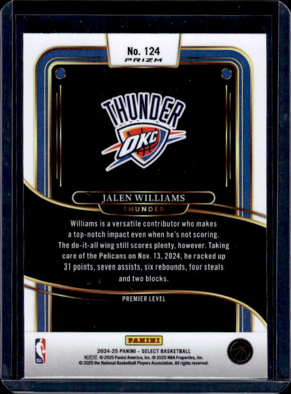 2024-25 Panini Select #124 Jalen Williams Red Cracked Ice Prizm