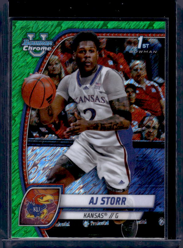 2024-25 Bowman University Chrome #4 AJ Storr Green Shimmer Refractor