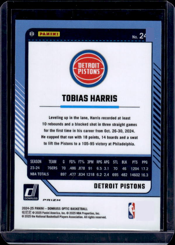 2024-25 Donruss Optic #24 Tobias Harris Purple