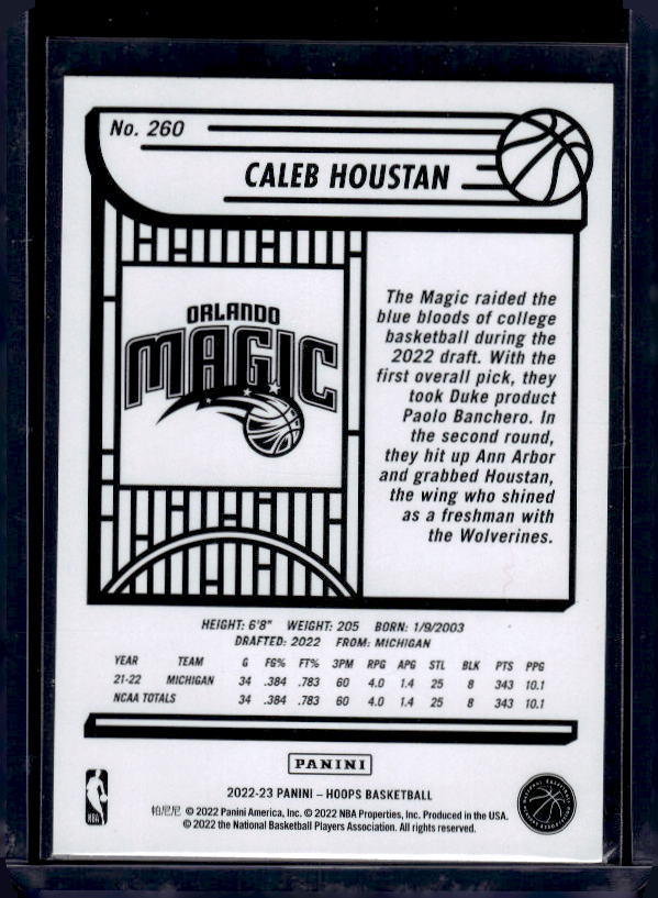 2022-23 Hoops #260 Caleb Houstan Blue