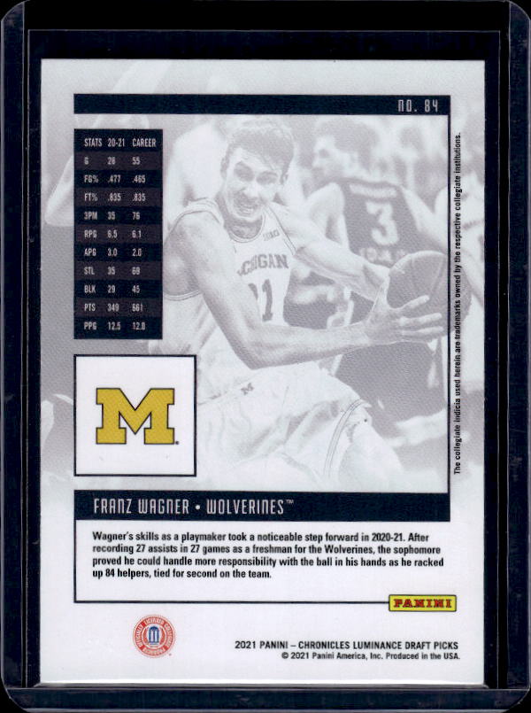 2021 Panini Chronicles Draft Picks #84 Franz Wagner