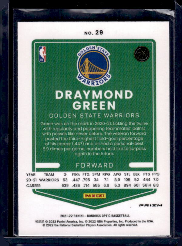 2021-22 Donruss Optic #29 Draymond Green Purple