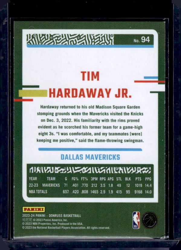 2023-24 Donruss #94 Tim Hardaway Jr. Green Laser Holo