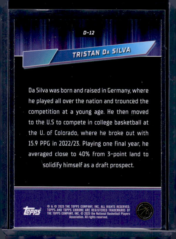 2024-25 Topps Chrome #D-12 Tristan da Silva Destiny