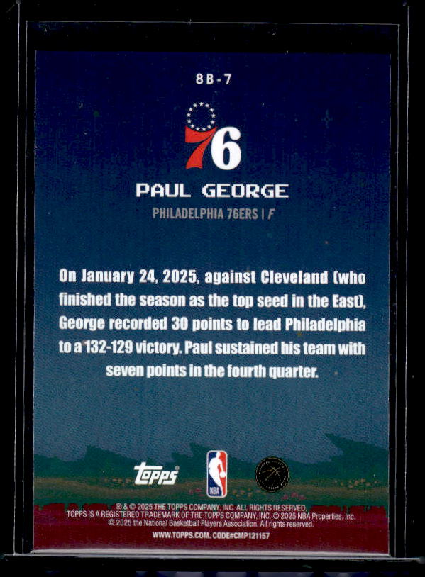 2025-26 Topps #8B-7 Paul George 8-Bit Ballers