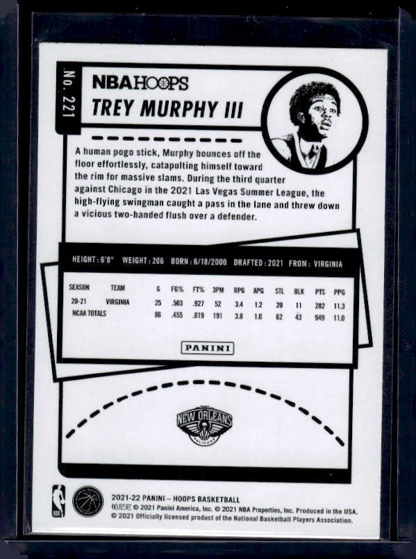 2021-22 Hoops #221 Trey Murphy III Blue