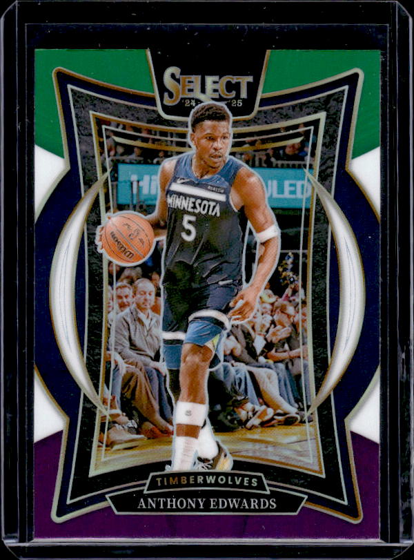 2024-25 Panini Select #23 Anthony Edwards Green White Purple Prizm