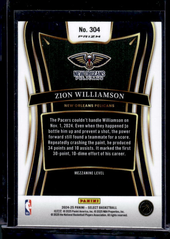2024-25 Panini Select #304 Zion Williamson Silver Prizm