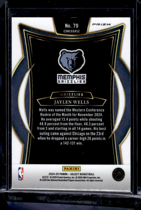 2024-25 Panini Select #79 Jaylen Wells Green White Purple Prizm