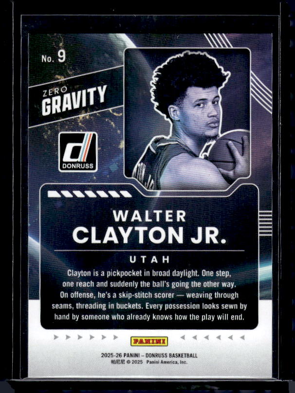 2025-26 Donruss #9 Walter Clayton Jr. Zero Gravity