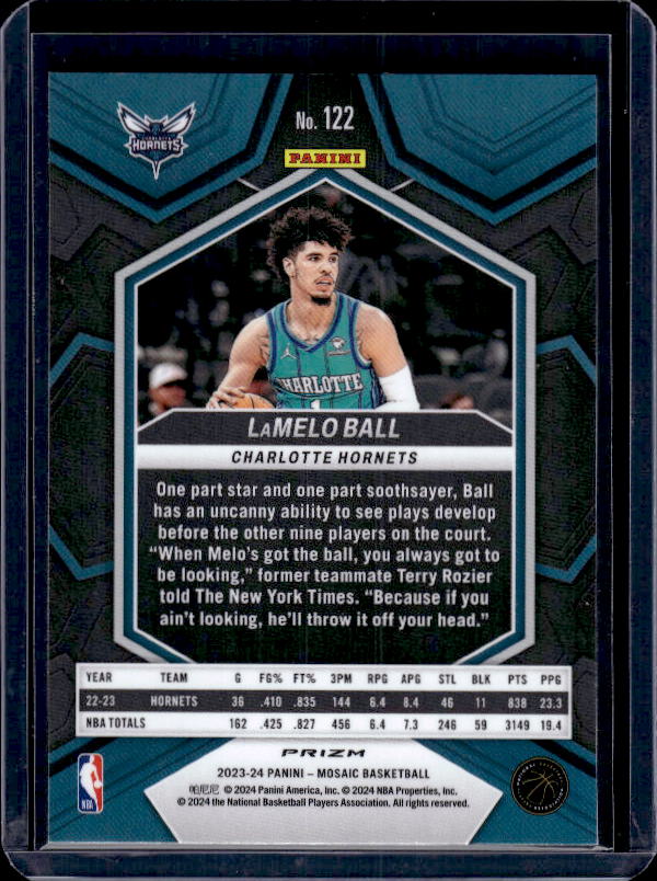 2023-24 Panini Mosaic #122 LaMelo Ball Reactive Yellow
