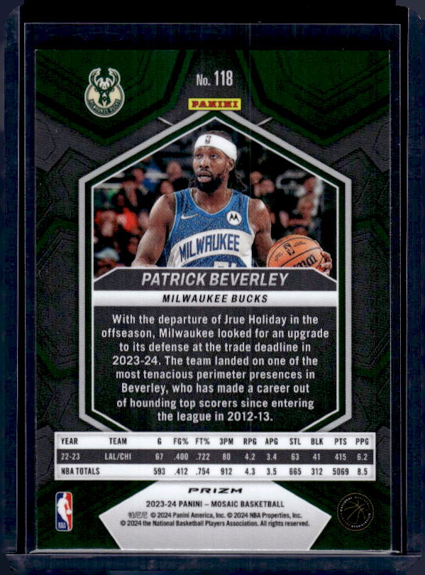 2023-24 Panini Mosaic #118 Patrick Beverley Reactive Yellow