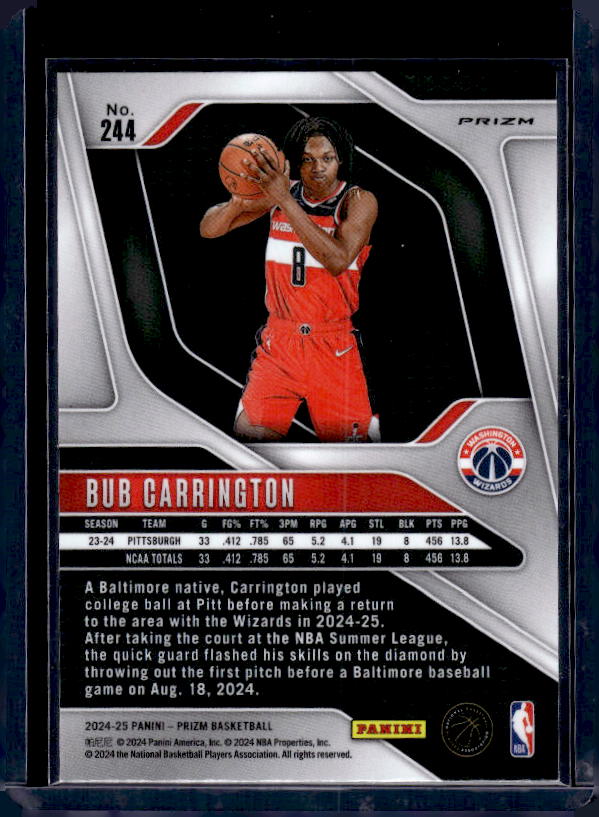 2024-25 Panini Prizm #244 Bub Carrington Prizms Pink Ice