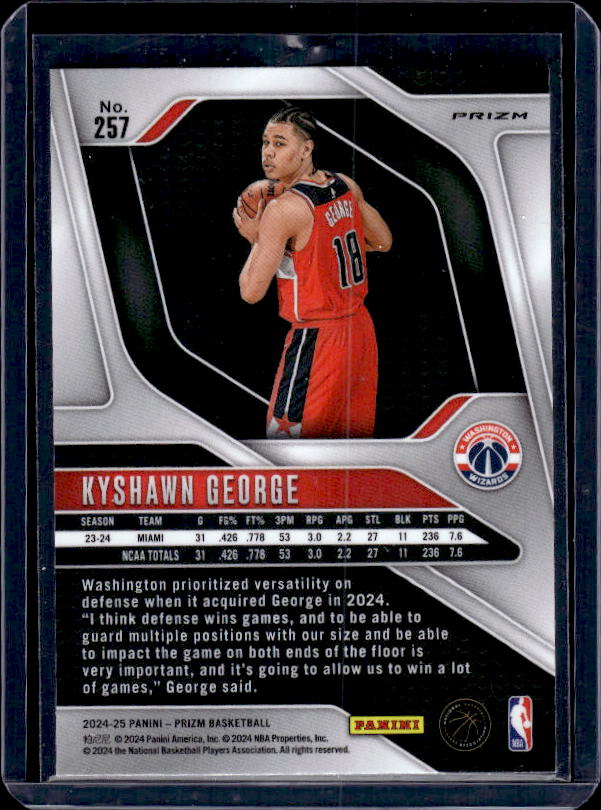 2024-25 Panini Prizm #257 Kyshawn George Prizms Pink Ice