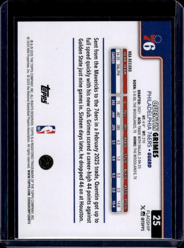 2025-26 Topps #25 Quentin Grimes Holo Foil