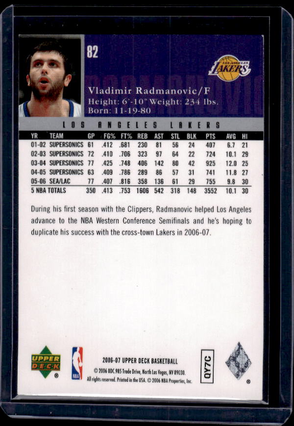 2006-07 Upper Deck #82 Vladimir Radmanovic