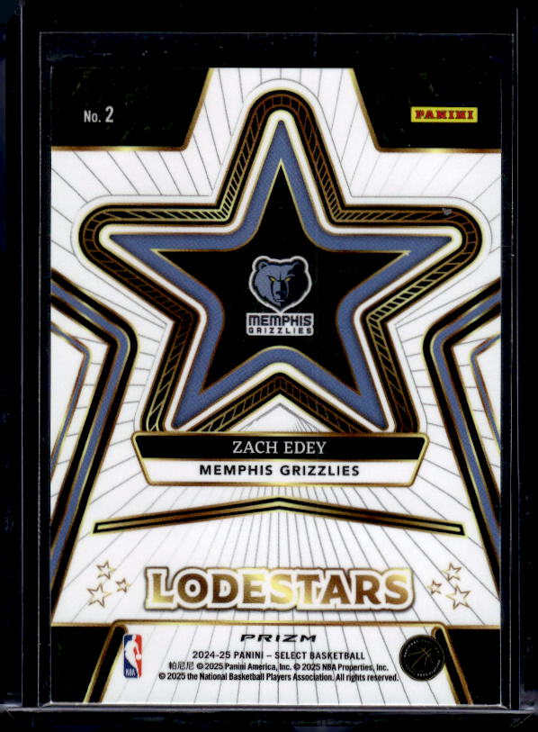 2024-25 Panini Select #2 Zach Edey Lodestars Silver Prizms