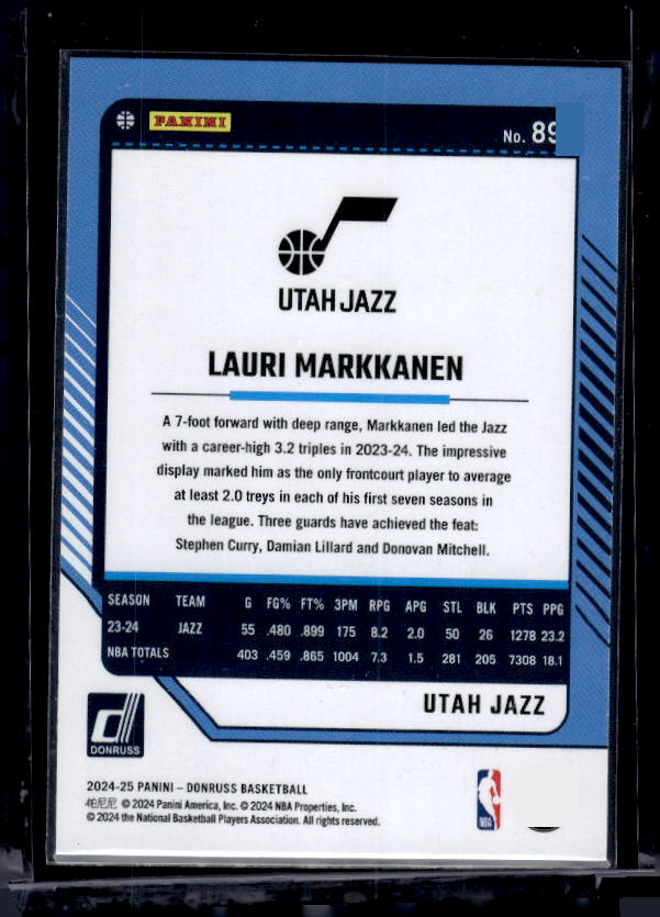 2024-25 Donruss #89 Lauri Markkanen Holo Green Laser