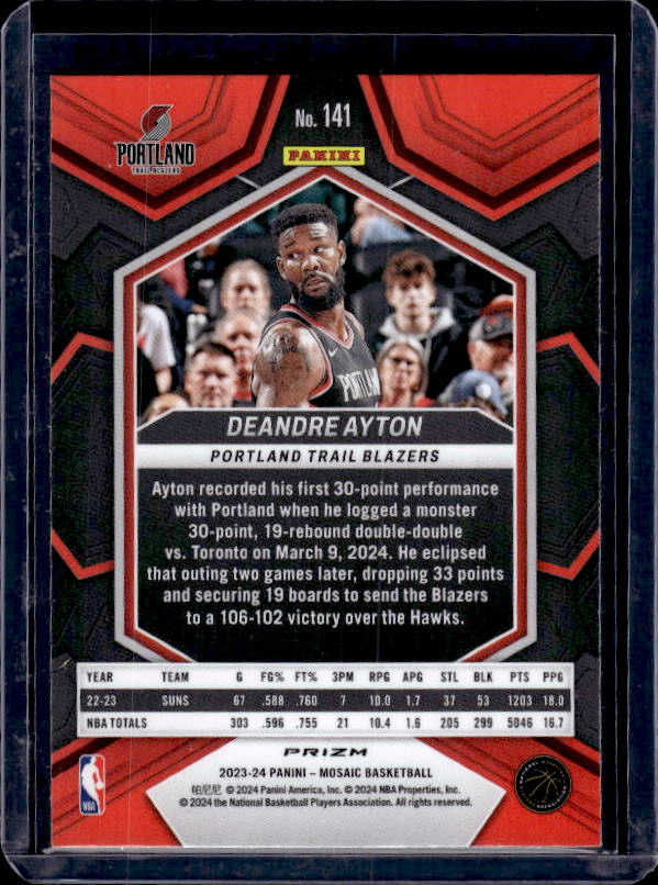 2023-24 Panini Mosaic #141 Deandre Ayton Silver