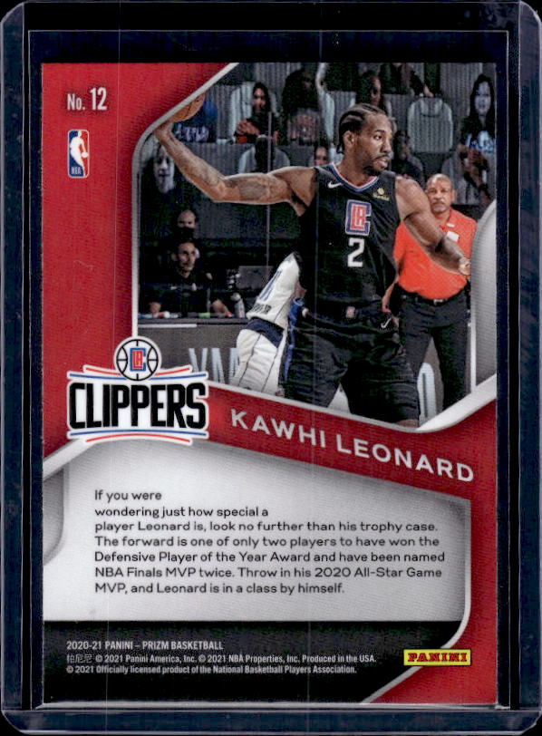 2020-21 Panini Prizm #12 Kawhi Leonard Dominance