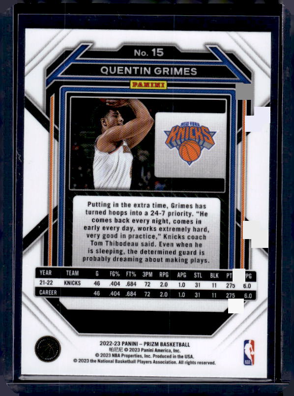 2022-23 Panini Prizm #15 Quentin Grimes