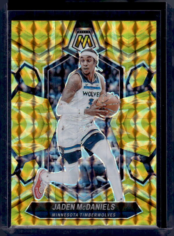 2023-24 Panini Mosaic #87 Jaden McDaniels Reactive Yellow
