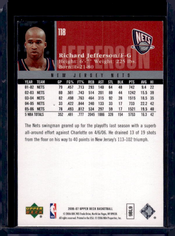 2006-07 Upper Deck #118 Richard Jefferson