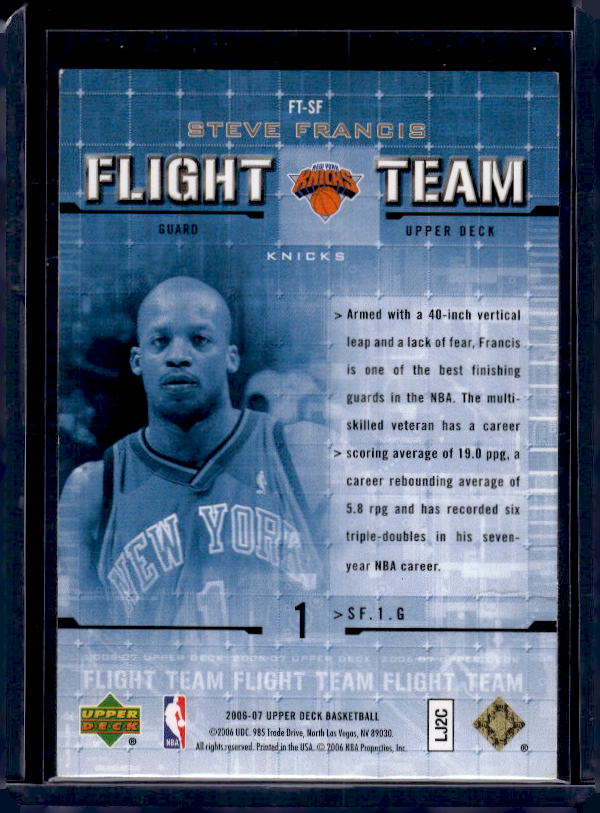 2006-07 Upper Deck #FT-SF Steve Francis Flight Team
