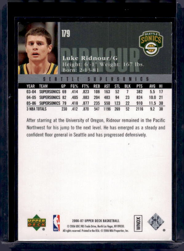 2006-07 Upper Deck #179 Luke Ridnour