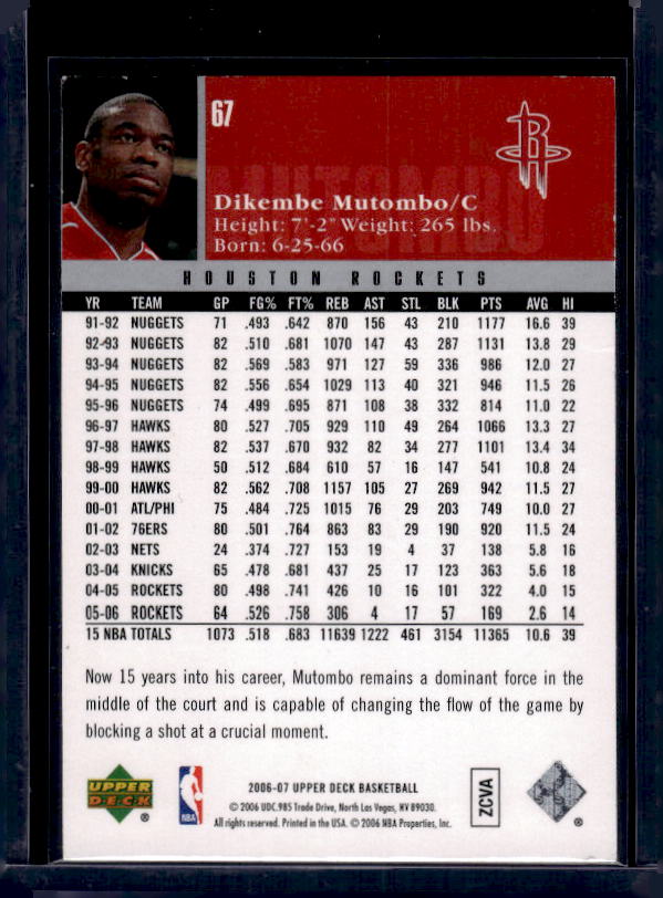 2006-07 Upper Deck #67 Dikembe Mutombo