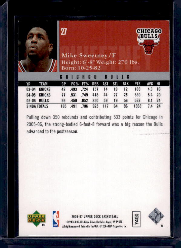 2006-07 Upper Deck #27 Mike Sweetney