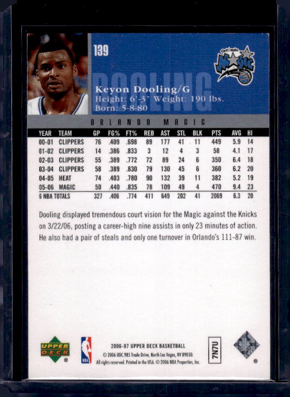 2006-07 Upper Deck #139 Keyon Dooling