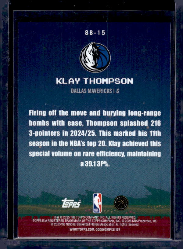 2025-26 Topps #8B-15 Klay Thompson 8-Bit Ballers