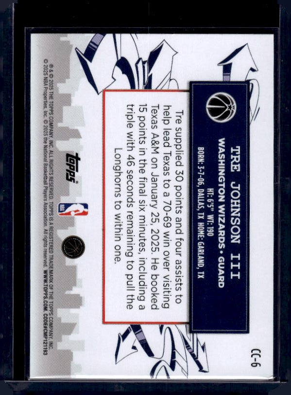 2025-26 Topps #CC-6 Tre Johnson III Clutch City Prospects