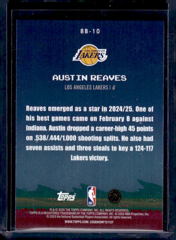 2025-26 Topps #8B-10 Austin Reaves 8-Bit Ballers