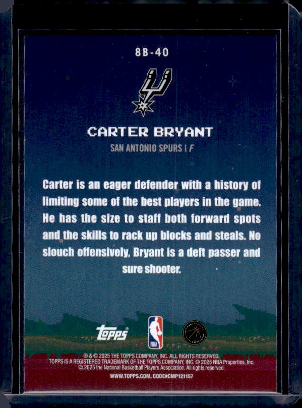2025-26 Topps #8B-40 Carter Bryant 8-Bit Ballers