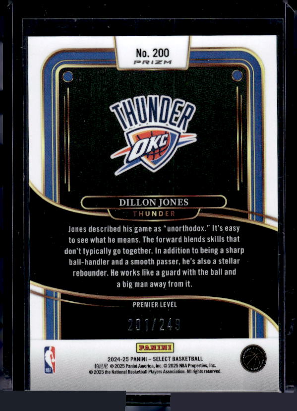 2024-25 Panini Select #200 Dillon Jones Purple Flash Prizm #/249