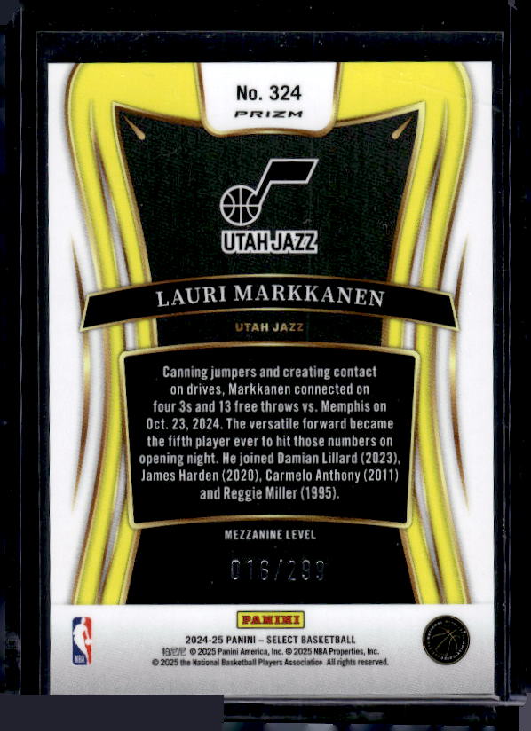 2024-25 Panini Select #324 Lauri Markkanen Red Flash Prizm #/299