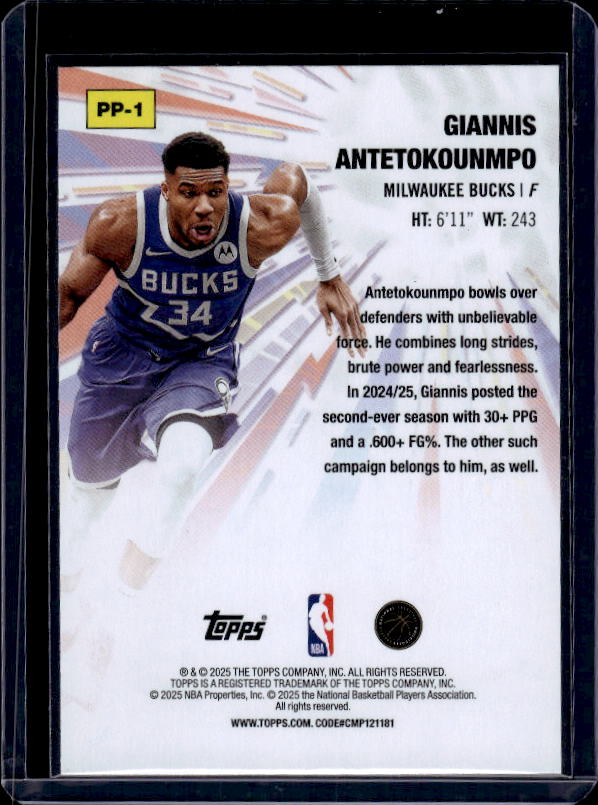 2025-26 Topps #PP-1 Giannis Antetokounmpo Power Players