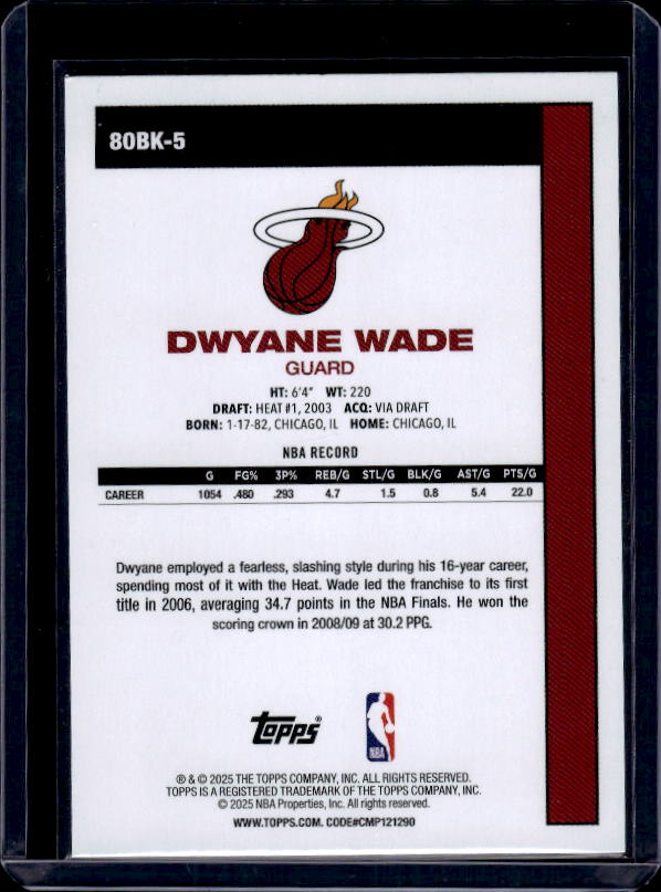 2025-26 Topps #80BK-5 Dwyane Wade 1980-81 Topps Basketball