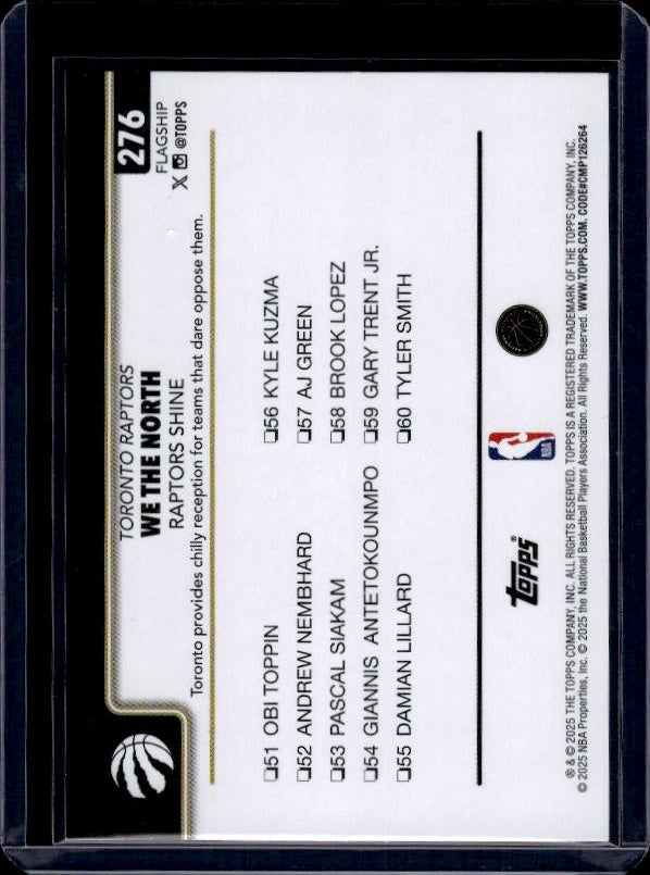 2025-26 Topps #276 We The North: Raptors Shine Blackout