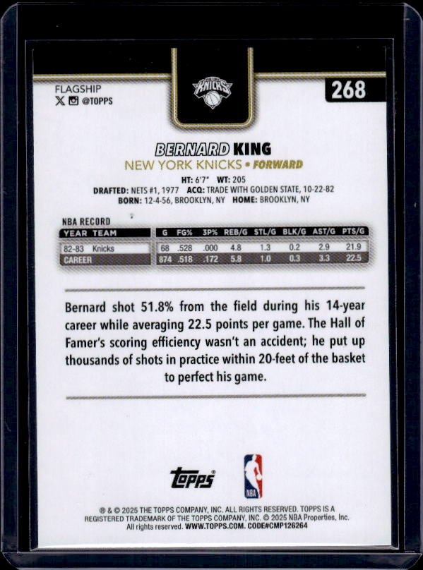 2025-26 Topps #268 Bernard King Blackout