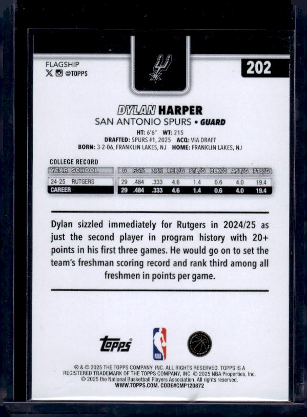 2025-26 Topps #202 Dylan Harper