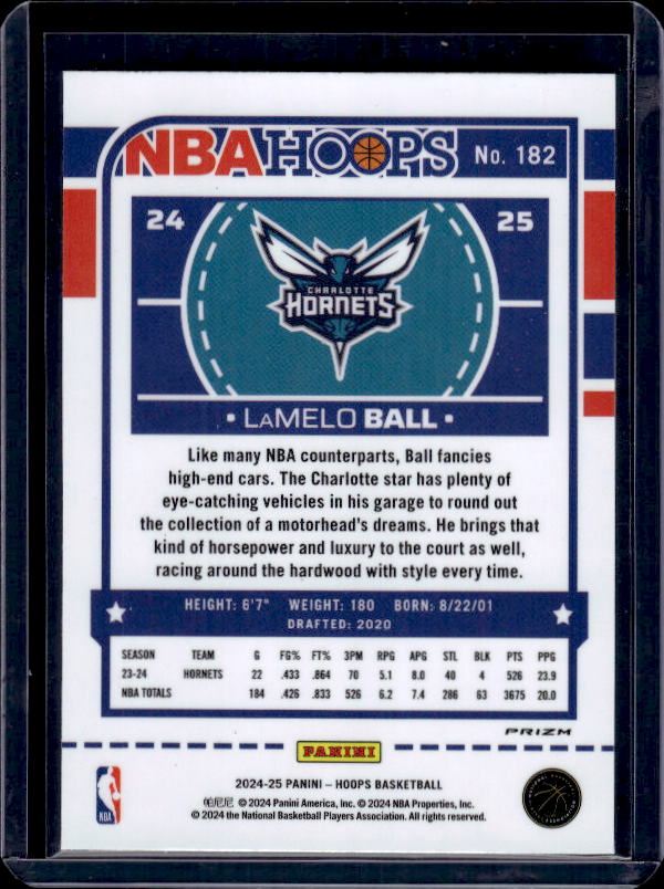 2024-25 Hoops #182 LaMelo Ball Premium Prizms Green