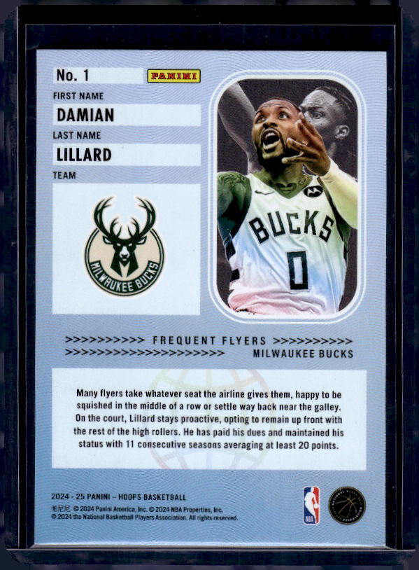 2024-25 Hoops #1 Damian Lillard Frequent Flyers