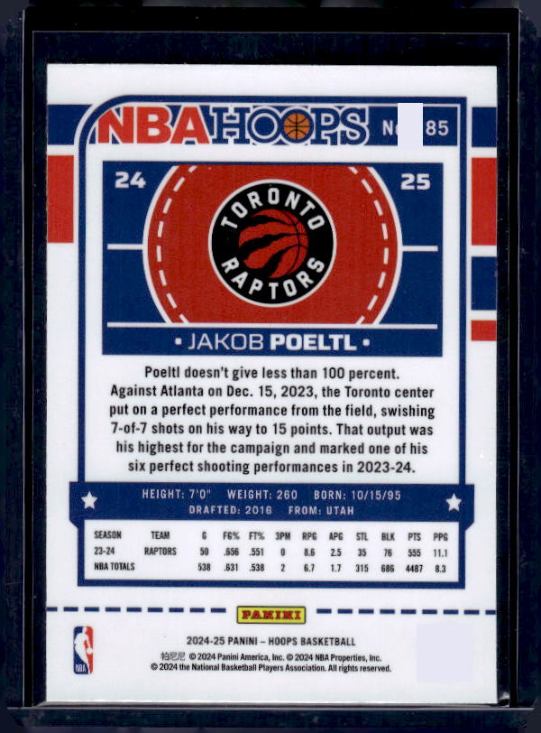 2024-25 Hoops #185 Jakob Poeltl Premium