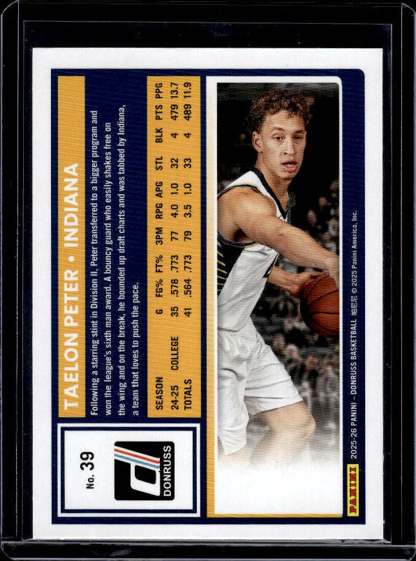 2025-26 Donruss #39 Taelon Peter Holo Green Laser
