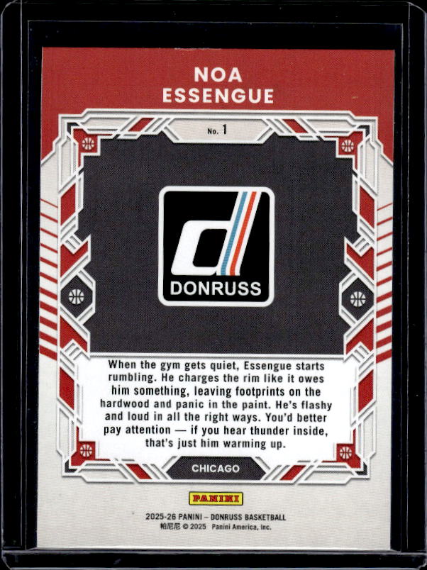 2025-26 Donruss #1 Noa Essengue Elite Series